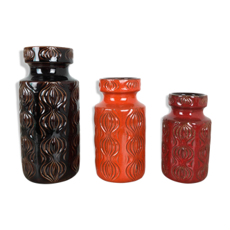 Ensemble de trois vases "oignons" d'époque fabriqués par Scheurich, Allemagne