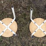Set of 4 industrial style wood and metal stools