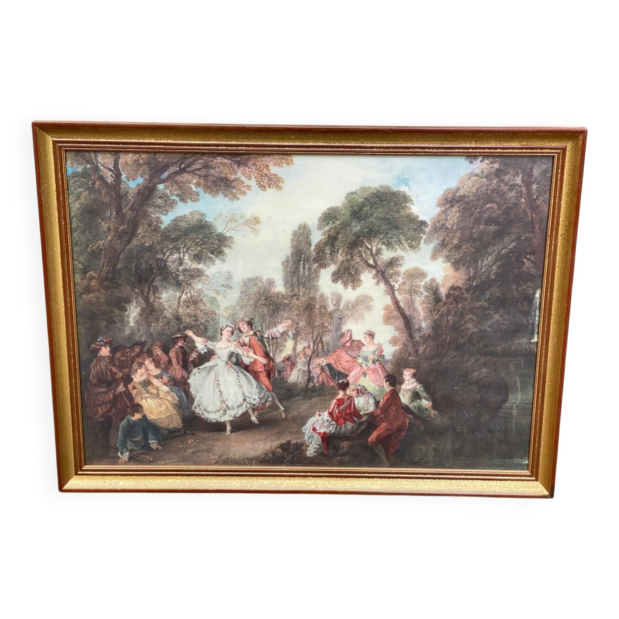 Tableau vintage impression avec cadre doré 73x53cm