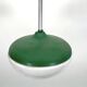 Mid-Century green lacquer and milk glass pendant. Italy 1950s