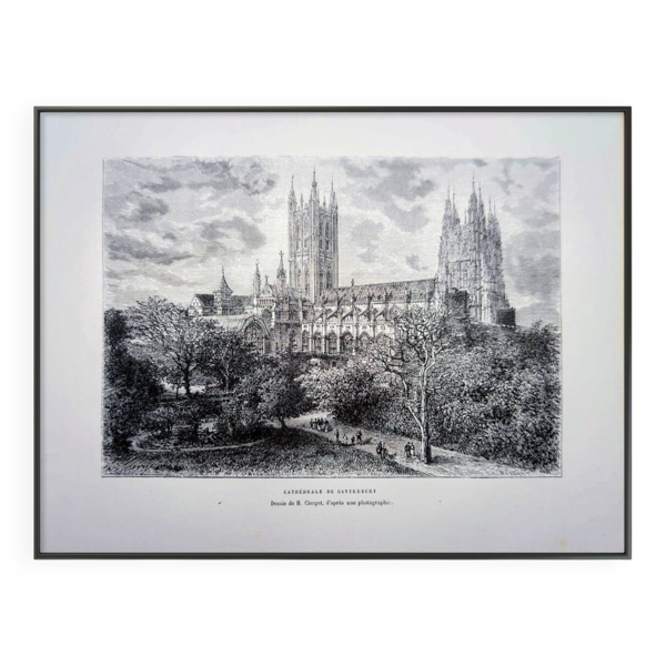 La cathédrale de Canterbury, illustration imprimée en 1879. — Beyit