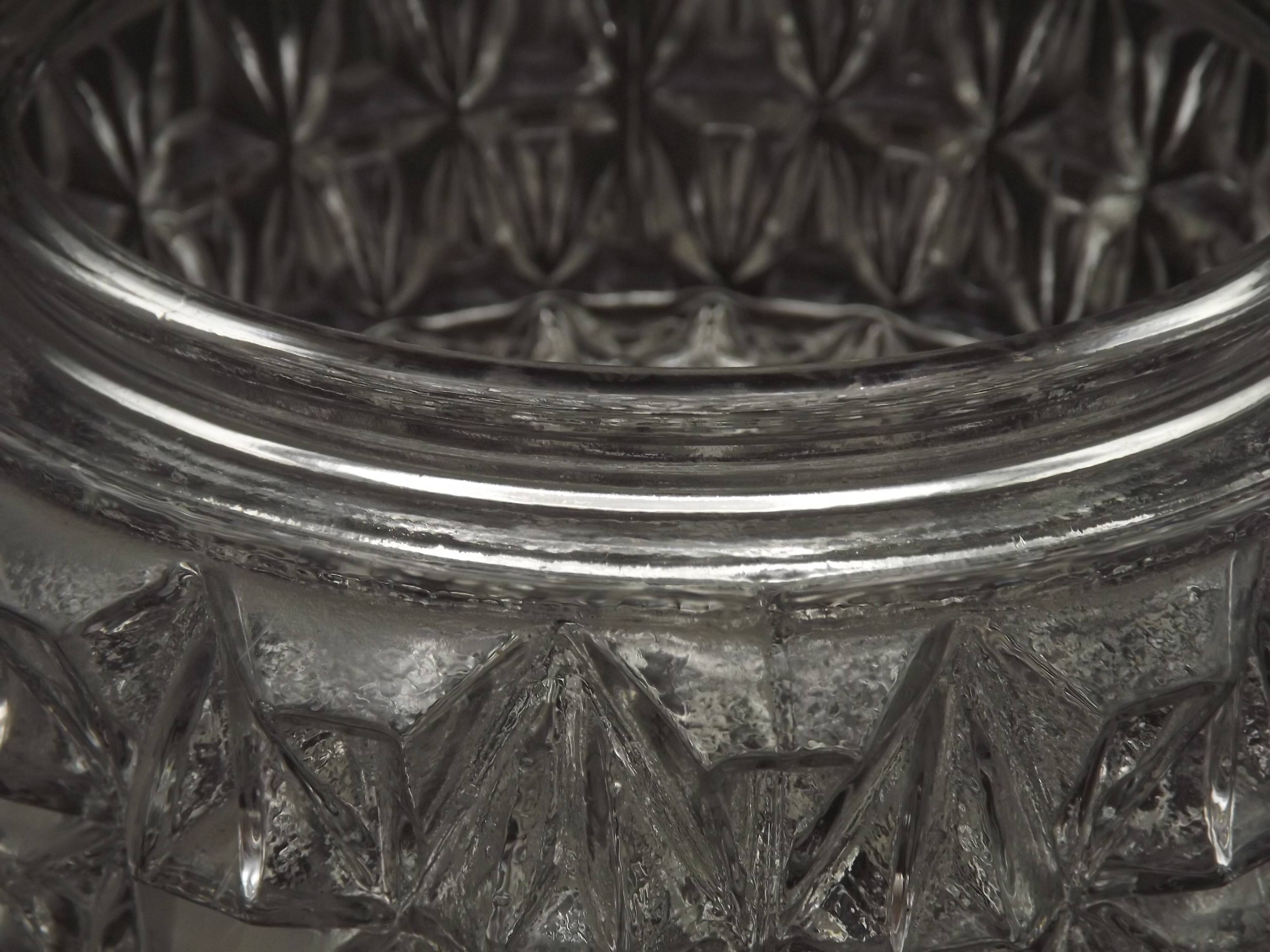 French Mid-Century Round Clear Cut Glass Ceiling Light Replacement Shade