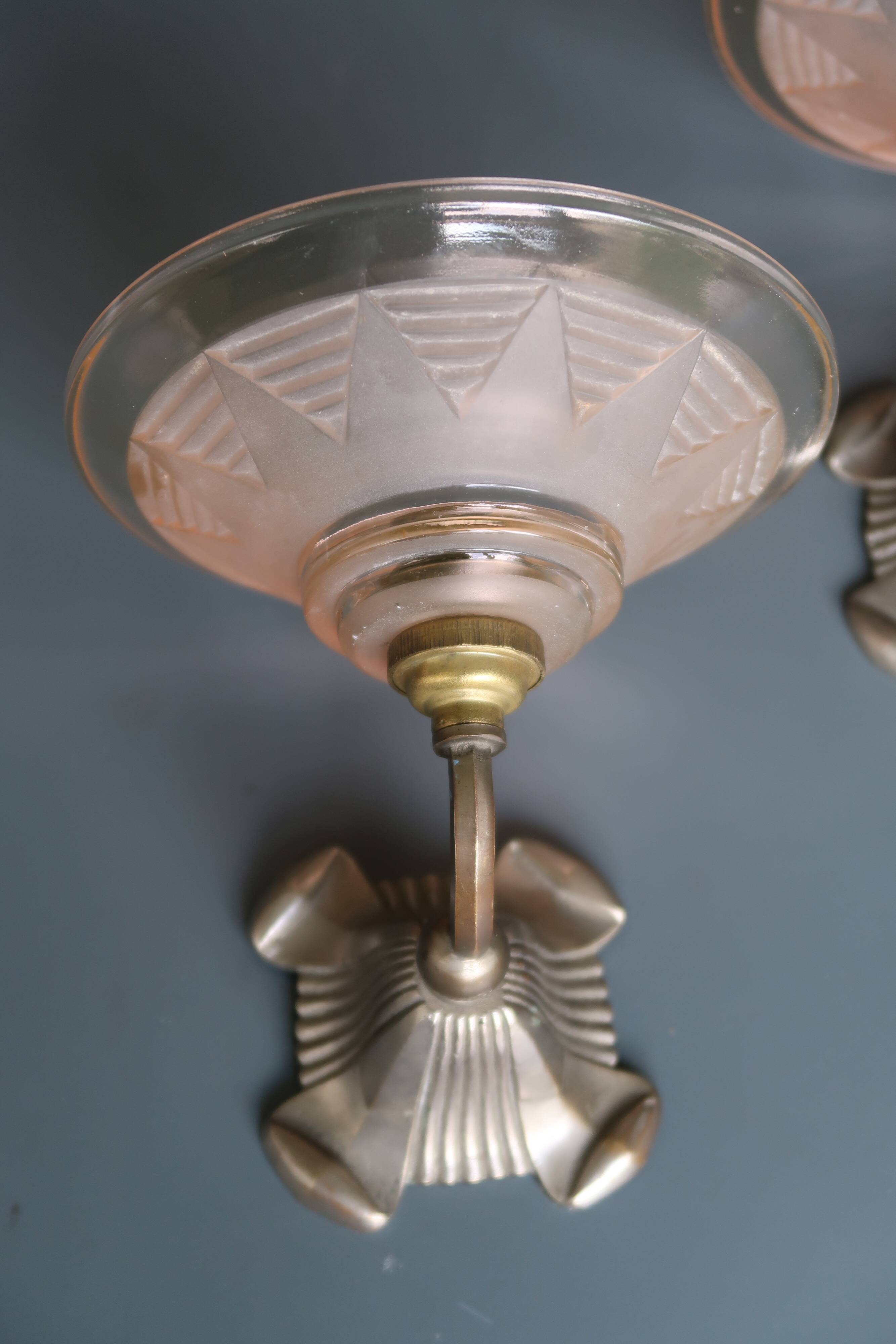 Pair of vintage Art Deco wall sconces from the 1930s.