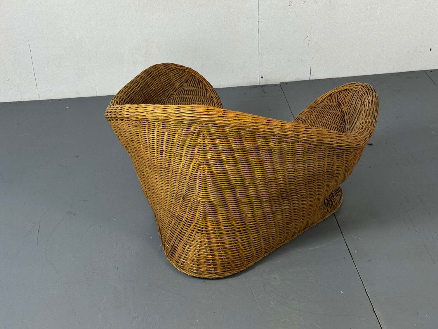 Vintage Shaped Wicker and bamboo Meditation Lotus Chair, 1970s