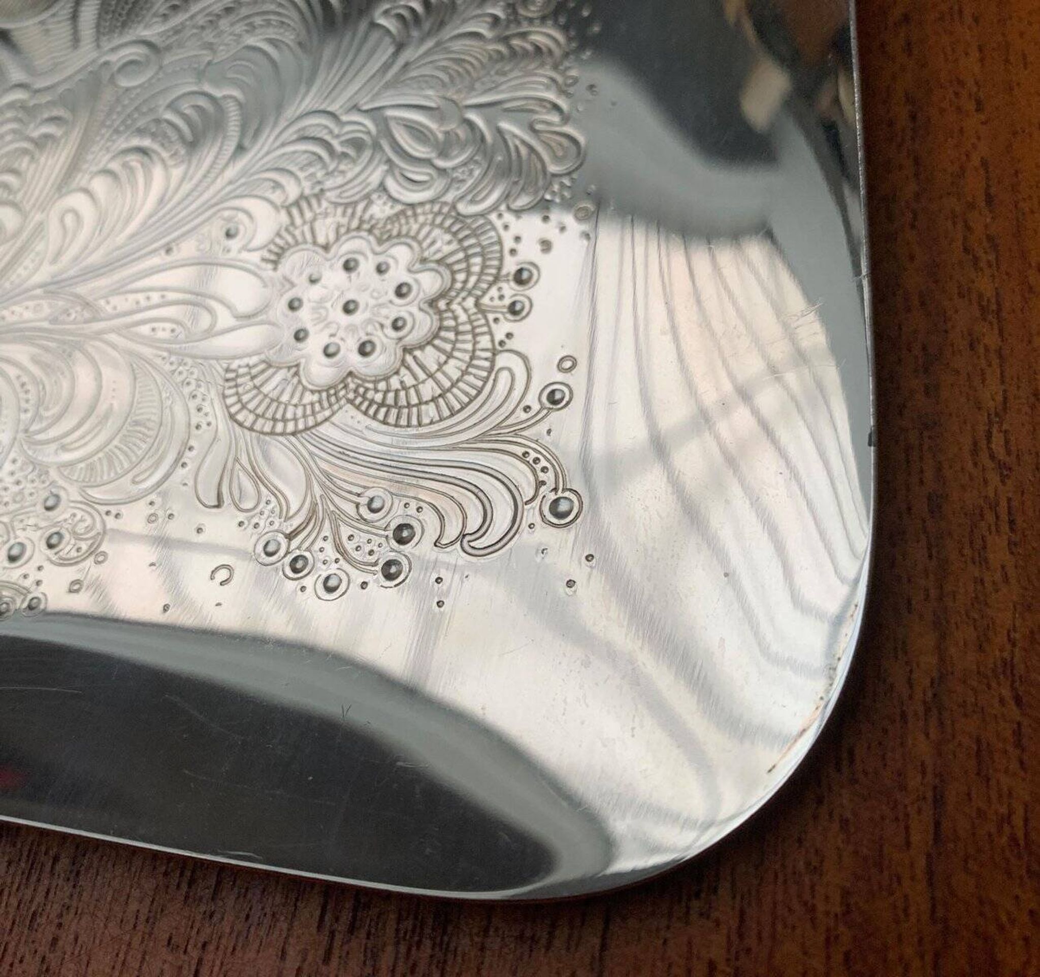 Vintage German floral metal plate by WMF
