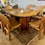 Large Scandinavian pine table - 6 chairs