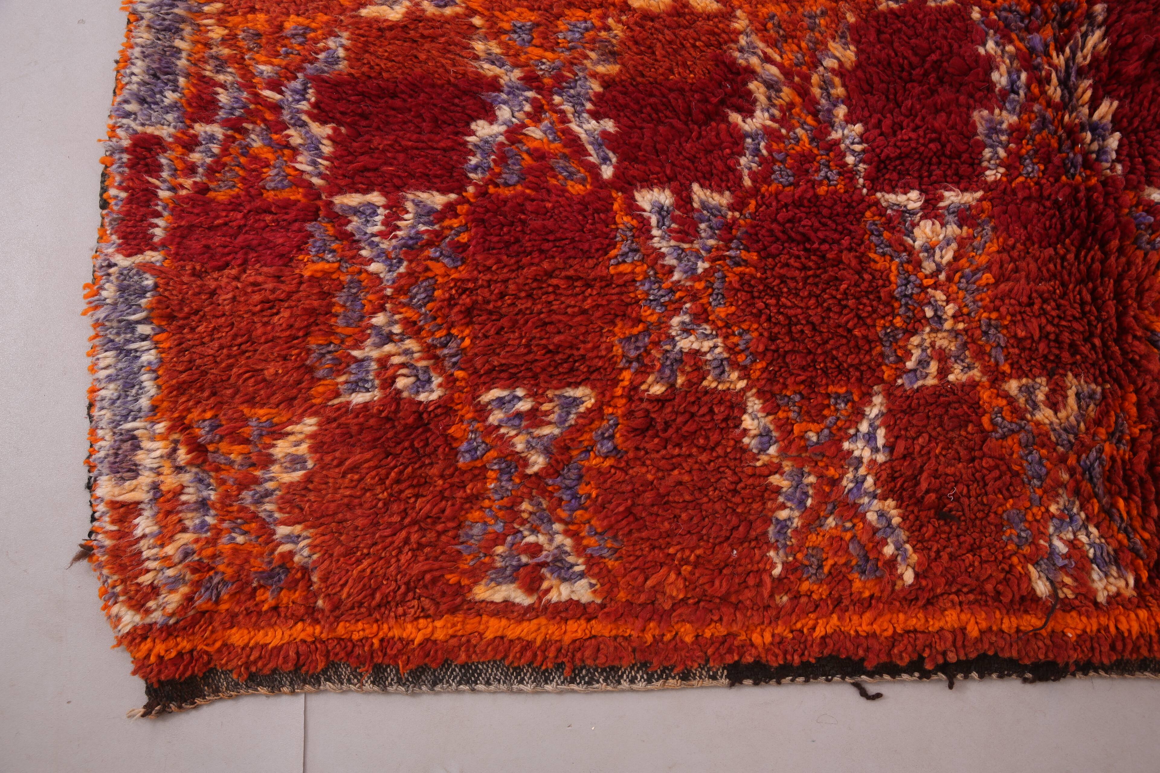 Tapis marocain vintage rouge 203 x 342 cm - Tapis berbère - Tapis en laine fait main rare