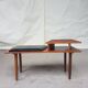 Vtg Mid Century Teak Vinyl Hallway Telephone Chair Table Bench Stool Danish 70s