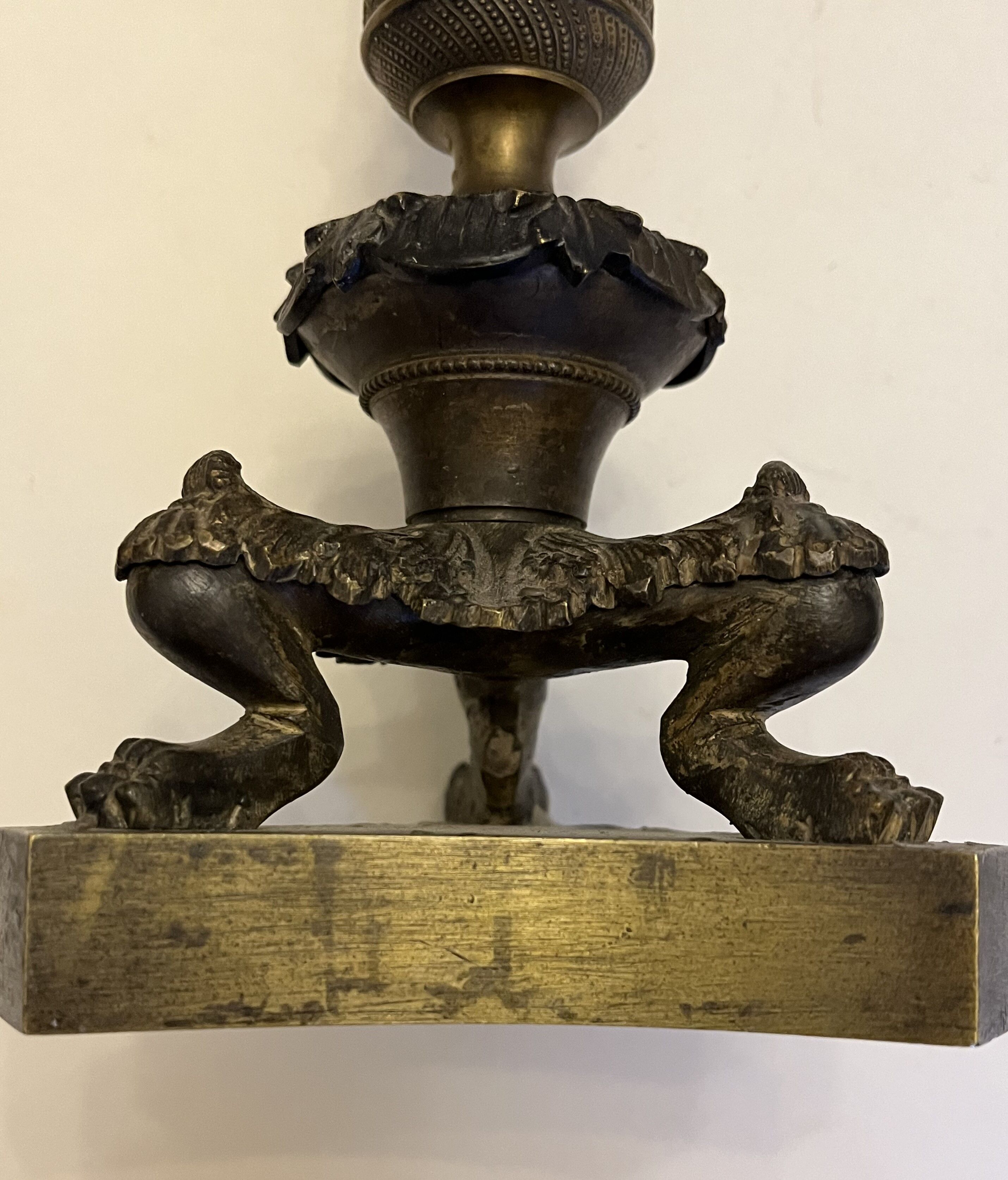 Pair of antique bronze torches