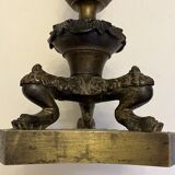 Pair of antique bronze torches