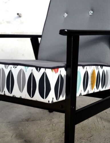 "Leaves" grey 60s vintage armchair