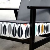 Fauteuil vintage des années 60 gris "feuilles"