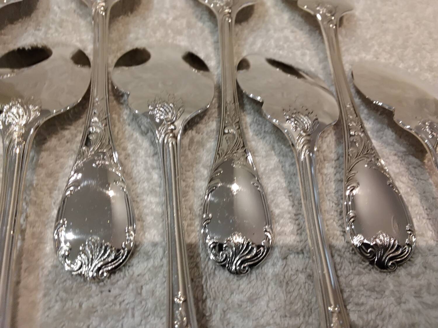 2 individual metal silver-plated sauce spoons by Christofle Marly