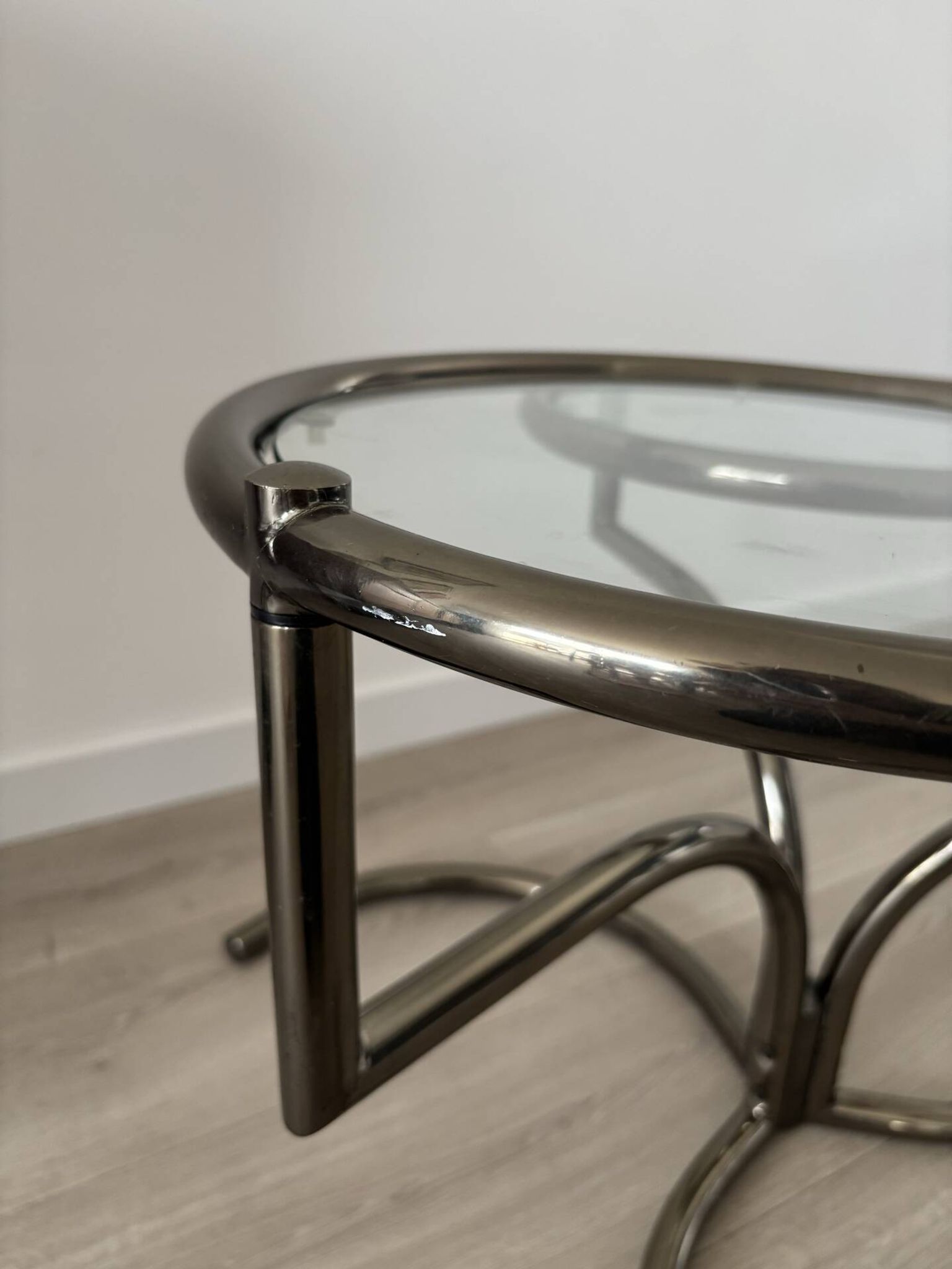 Morex coffee table attributed to Milo Baughman, 1970s, 3 trays.