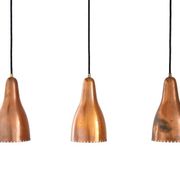Set of three copper Bent Karlby pendant lamps for Lyfa