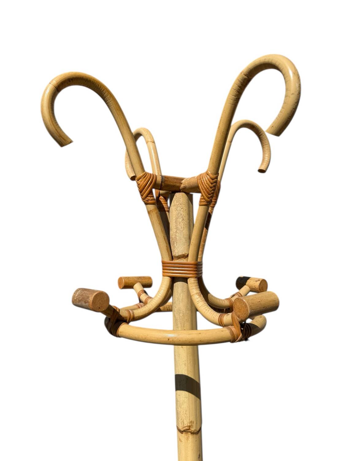 1960s Rattan Coat Rack from France