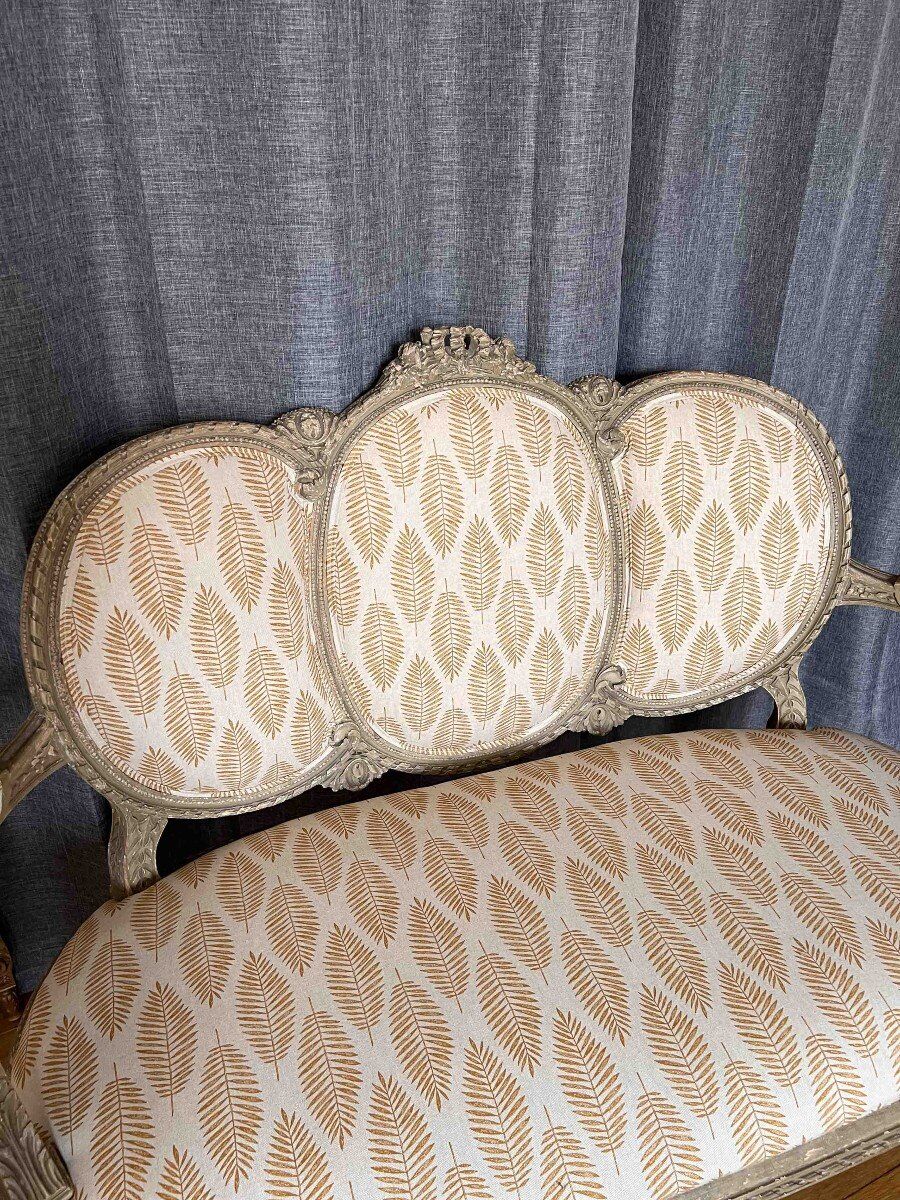 Small sofa basket Louis XVI in lacquered wood
