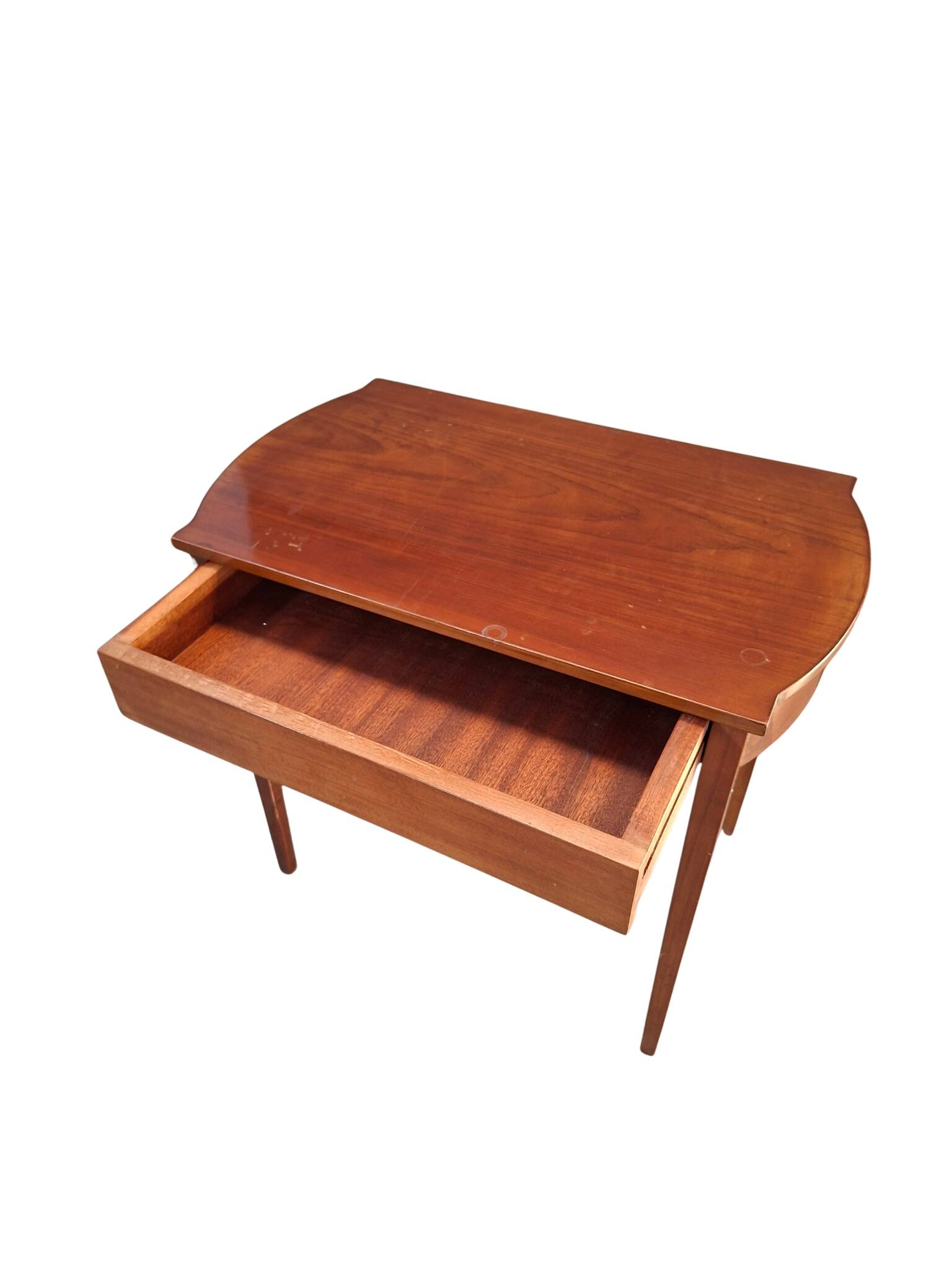 Table basse Mid-Century Modern des années 60 en bois précieux, design vintage.