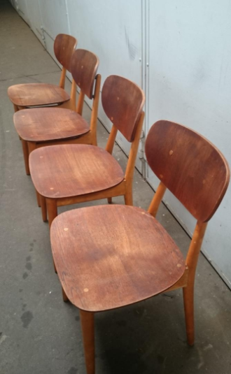Set of 4 sb13 lounge chairs & table by cees braakman for pastoe, 1950 s,.