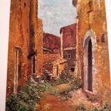 Mediterranean alley scene (like Provence or Italy), painted in a s