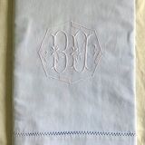 Drap Ancien En Lin Et Coton Bleu Azur