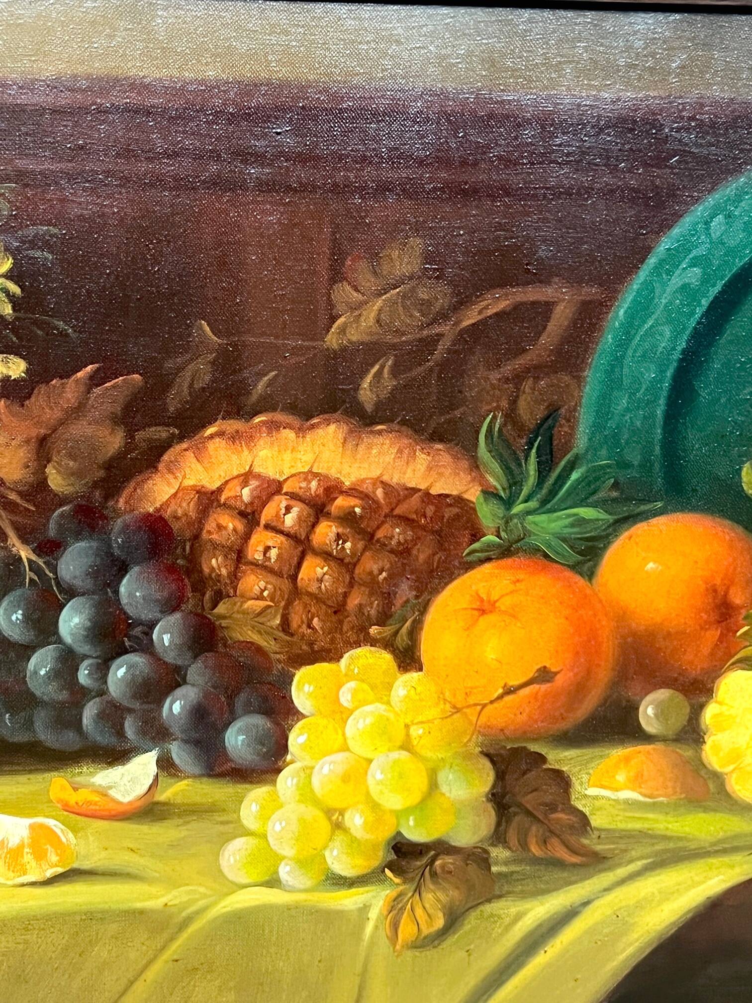 L.Maes. Still life with flowers and fruits. Large format.
