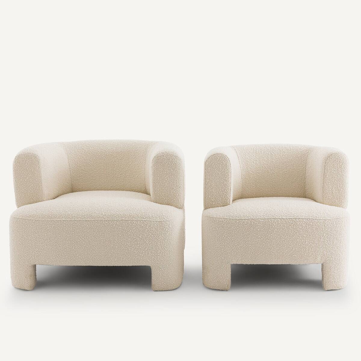 Lot 2 fauteuils petit modèle tissu bouclette, darrel