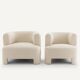 Lot 2 fauteuils petit modèle tissu bouclette, darrel