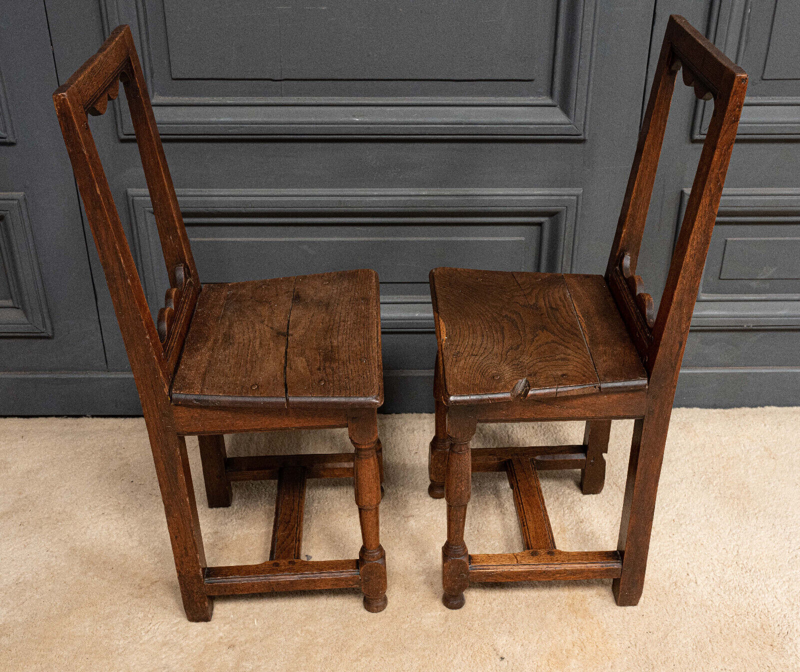 Pair of Lorraine chairs in oak late seventeenth early eighteenth