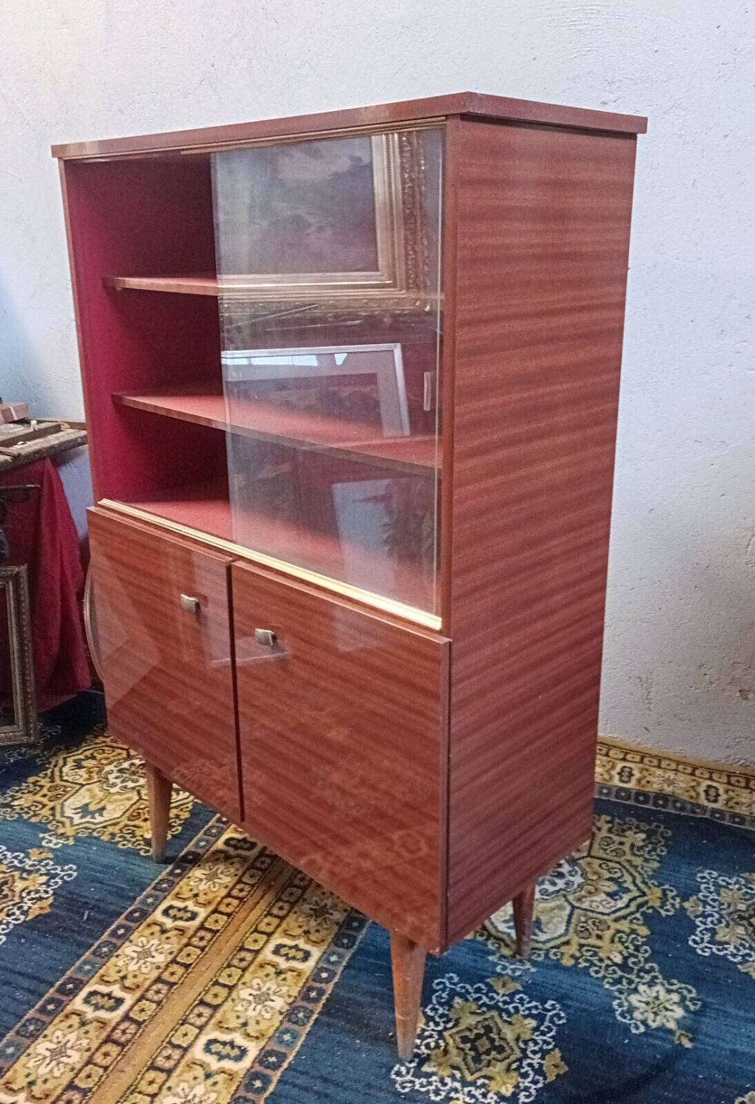 Mahogany veneer display cabinet 1960