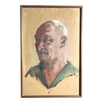 Oil painting HSP portrait of Besset signed dated 20th century