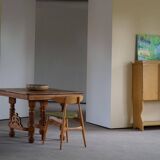 Square dining room/office table from the 19th century, baroque, Danish cabinetmaker.