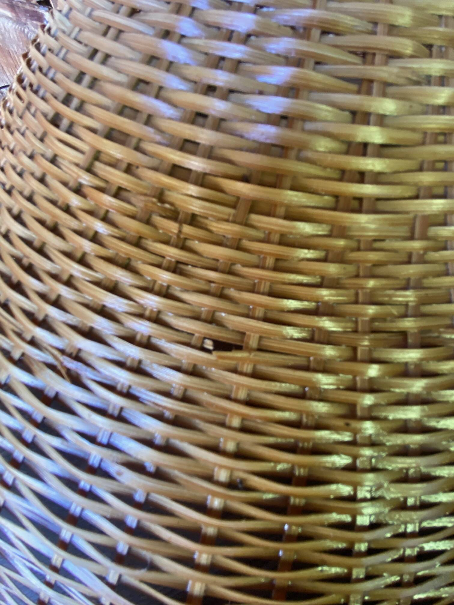 Large vintage oval rattan pendant light