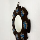 Modernist wood and enamel mirror by J. Capo Esmaltes, Spain, 1970s