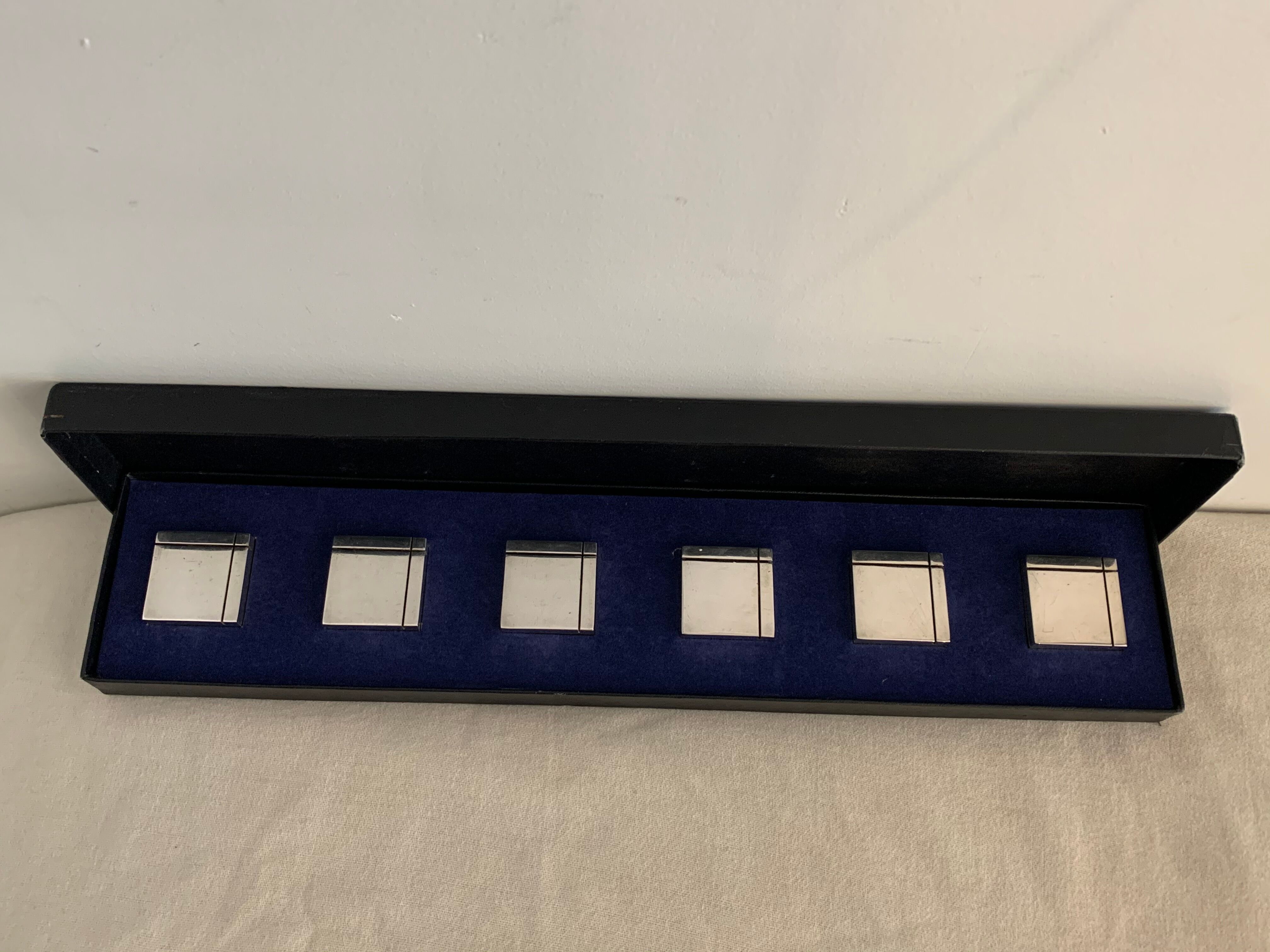 6 square silver metal knives with AVM Paris punch