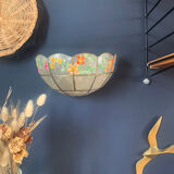 Mother-of-pearl and brass wall lamp