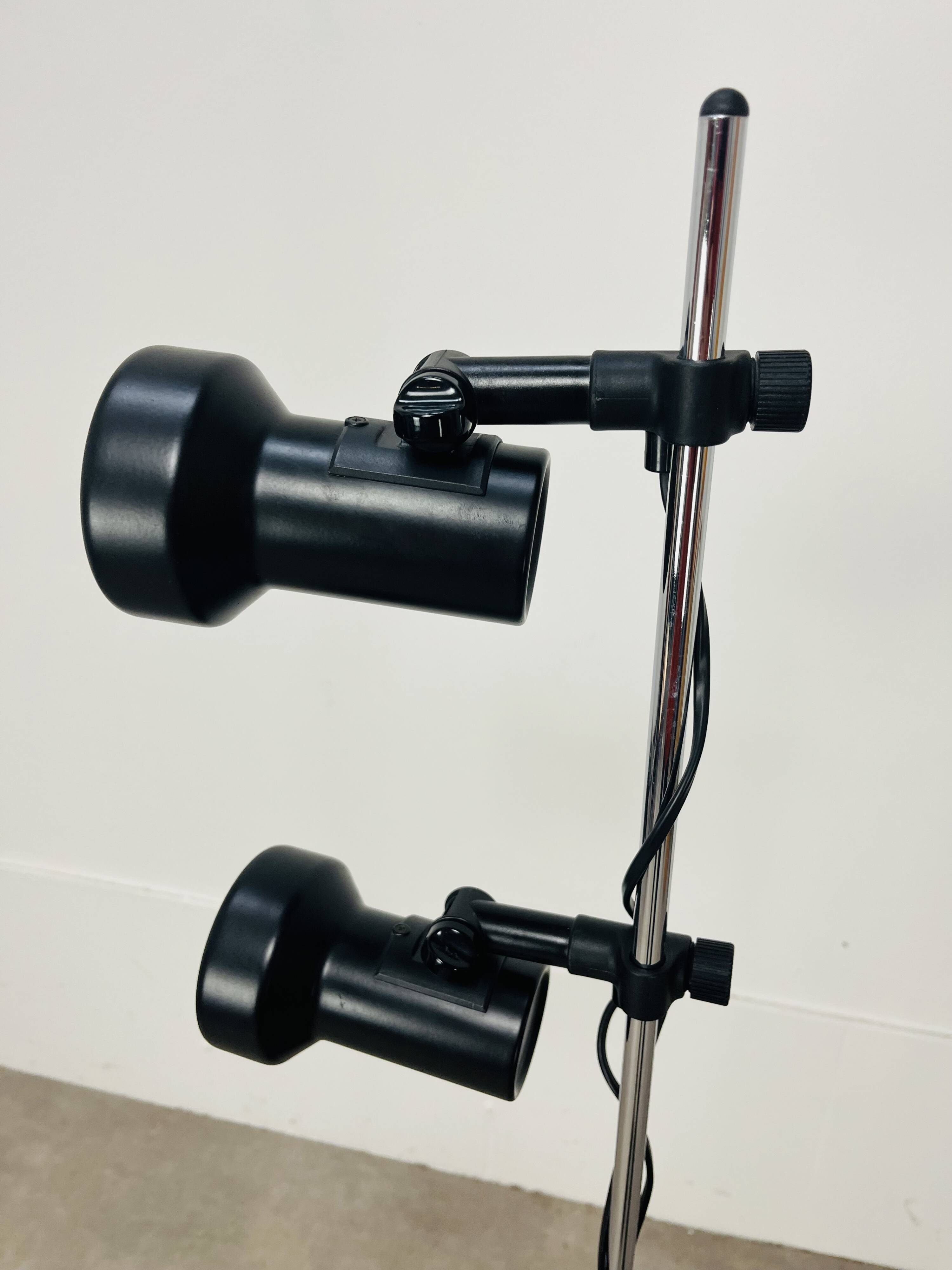 Miwi floor lamp with 2 vintage adjustable spots, black metal