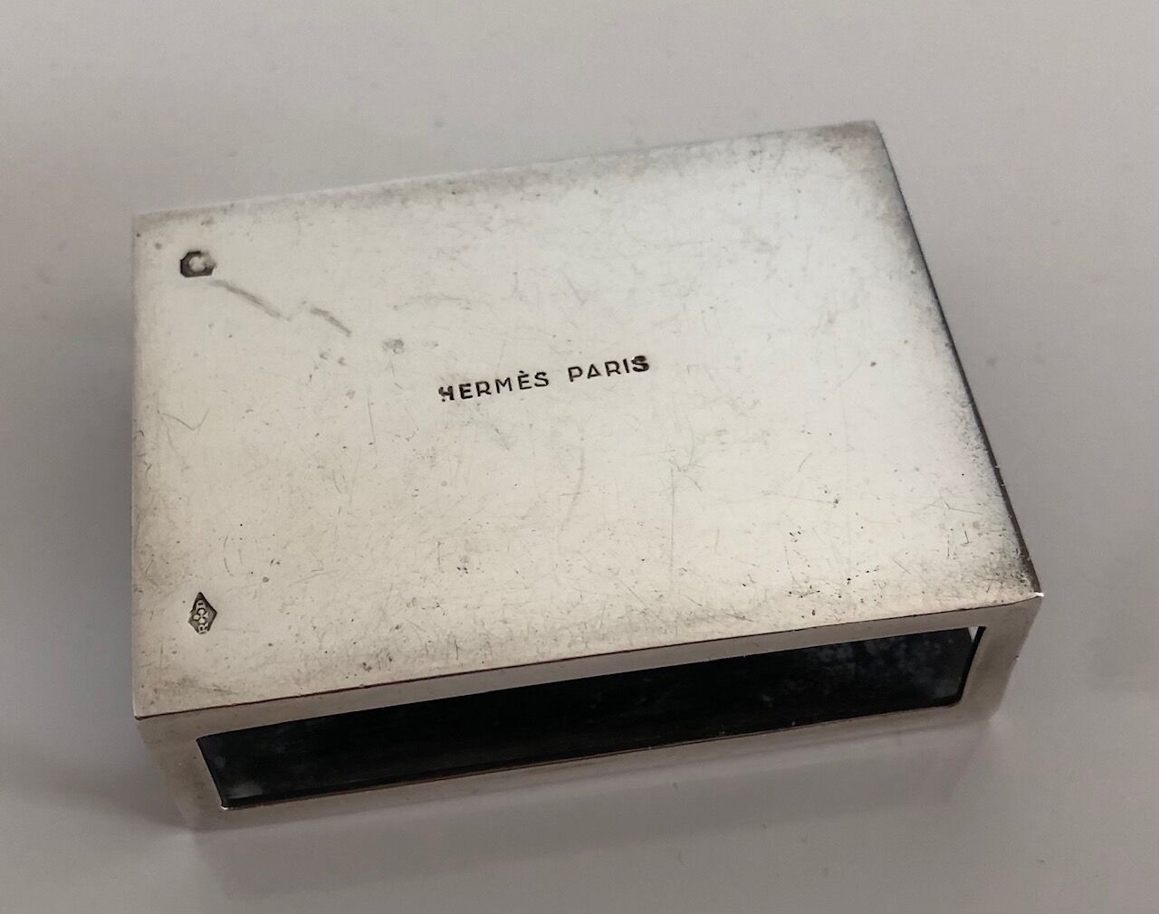 Small box stores silver Hermes matches, 1970 (rare)