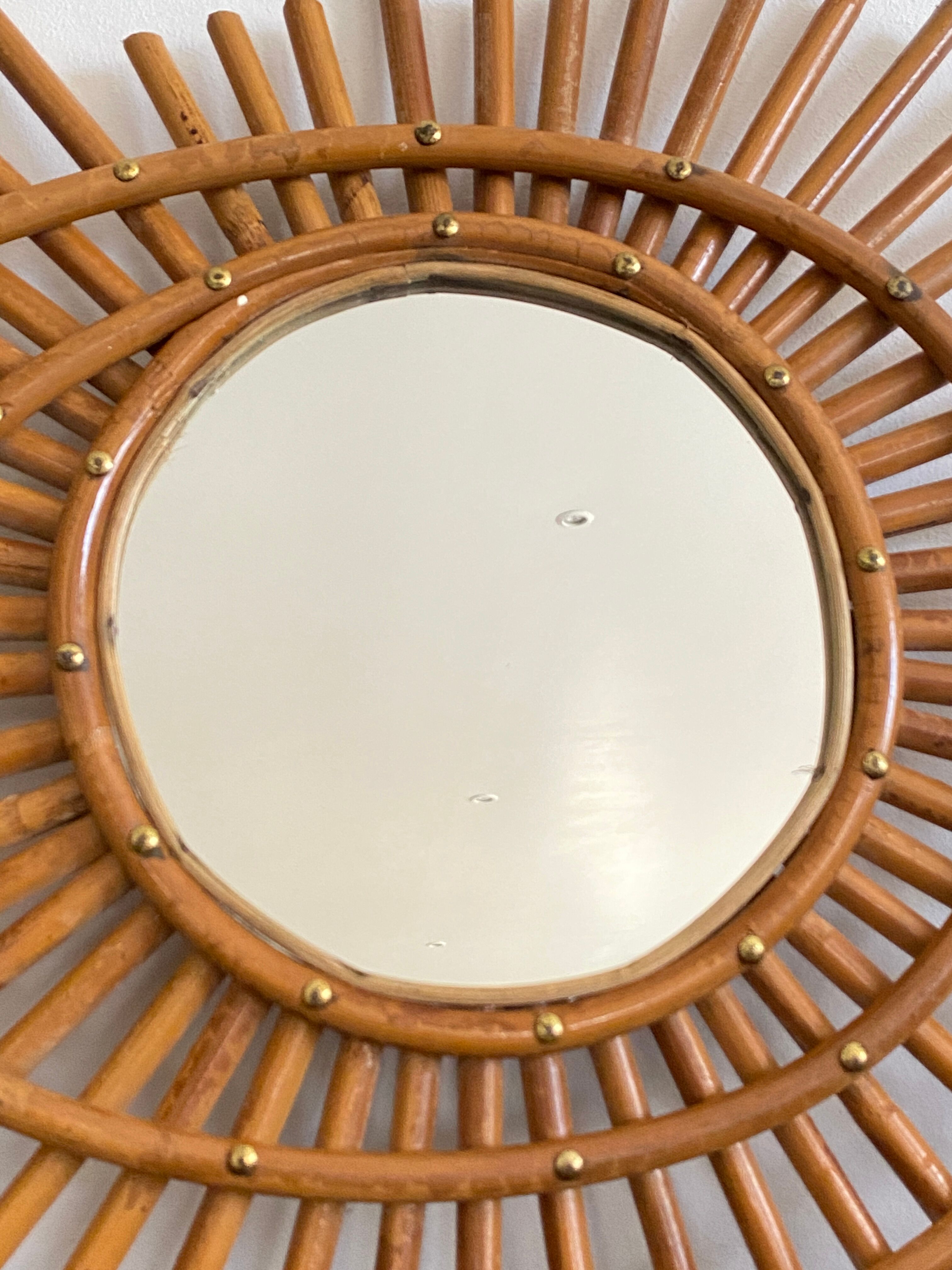 Old rattan mirror sun ORTF vintage