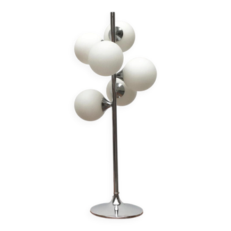 Vintage space table lamp, glass and metal, 1970s