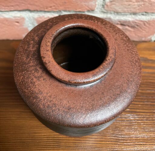 Vase en céramique Steuler modèle 851/14 - Design moderne brun du milieu du siècle par Heiner Balzar