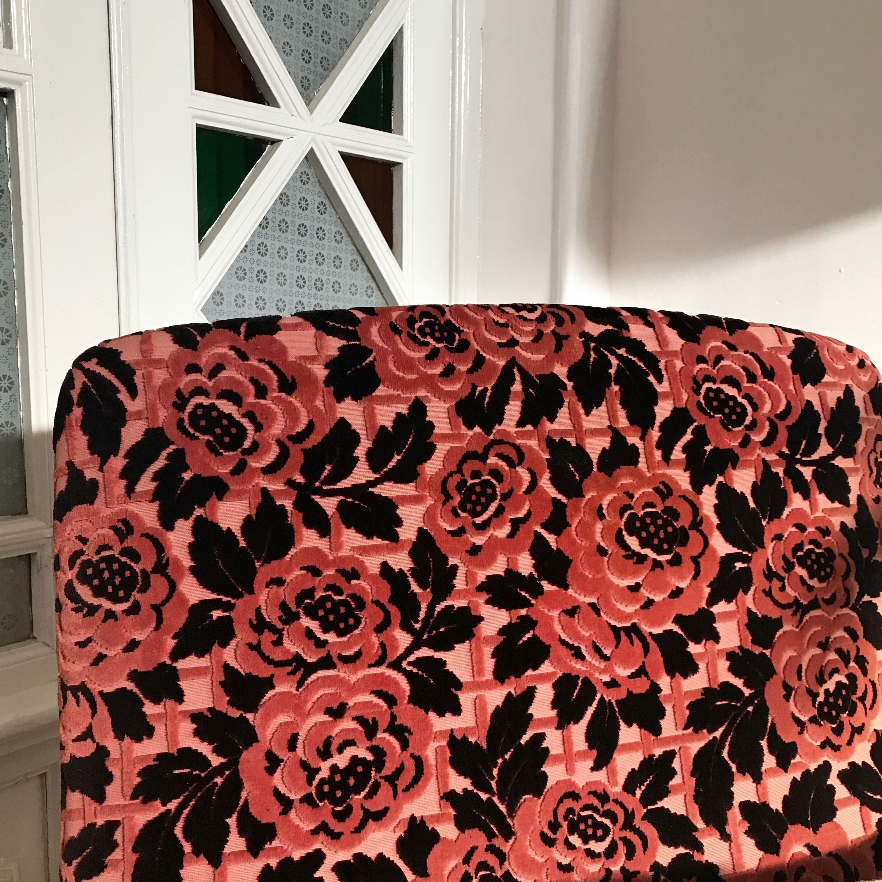Vintage English flower velvet armchair
