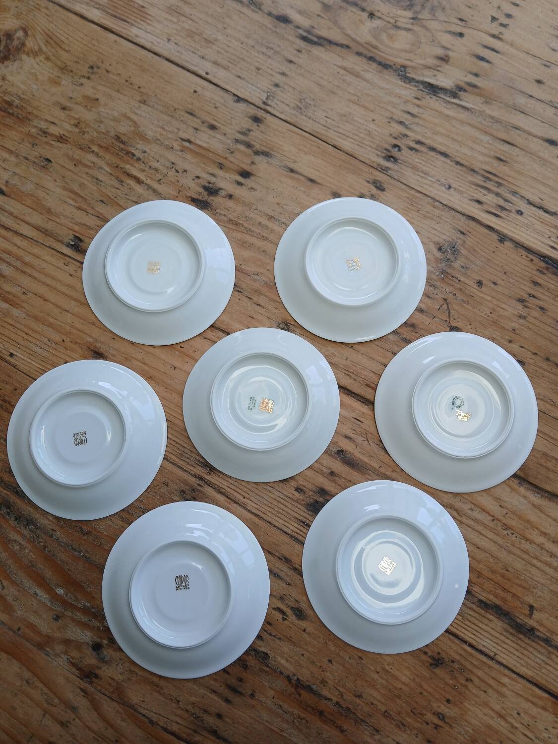 Set of 7 Limoges porcelain cups and saucers
