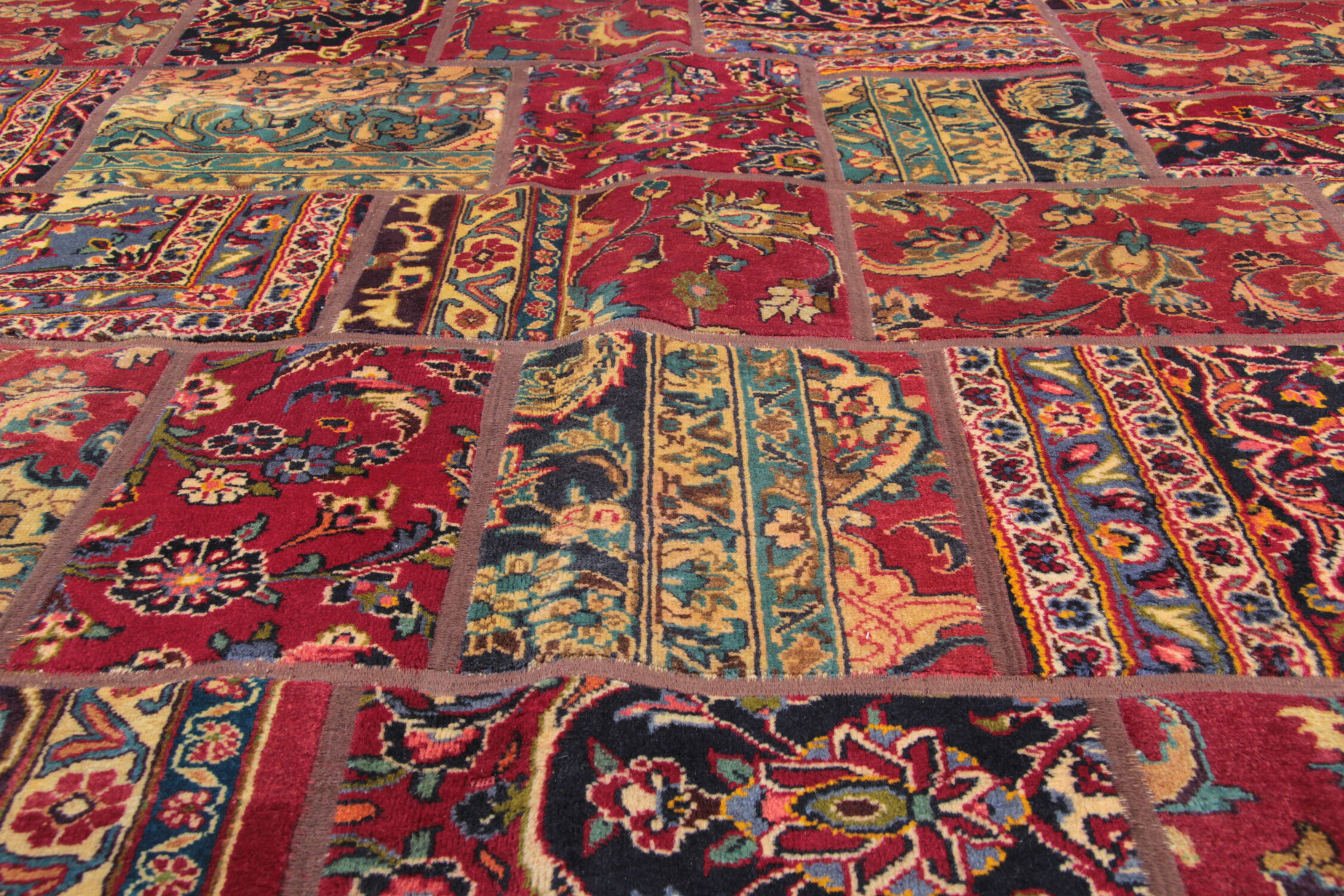 Vintage persian patchwork rug handwoven oriental wool living area rug- 179x245cm