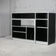Storage cabinet wood compressed lacquered black lining margins aluminum. France, circa 1975.