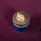 Tommaso Barbi Blue Glazed Ceramic and Brass-Toned Metal Table Lighter, 1970