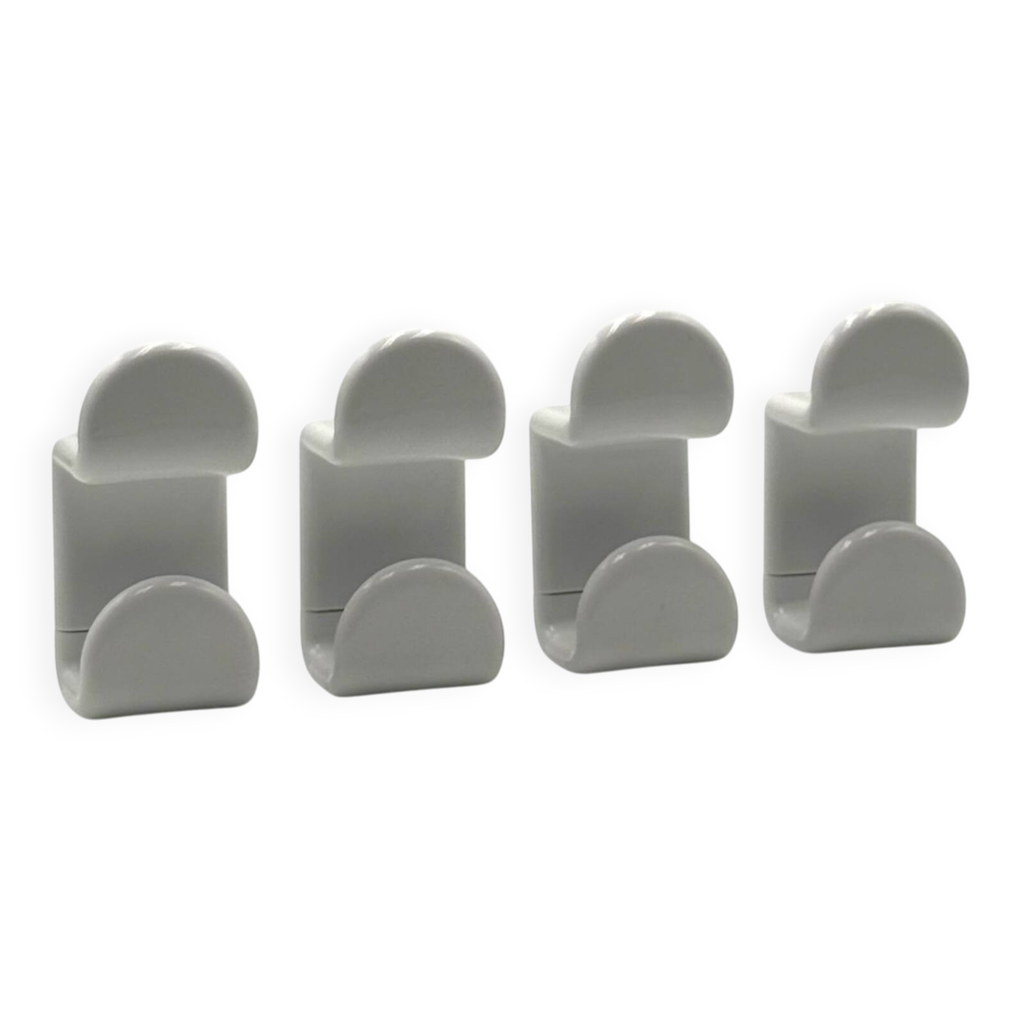 Set of Four White Vintage Gedy Hooks Italy 1970s