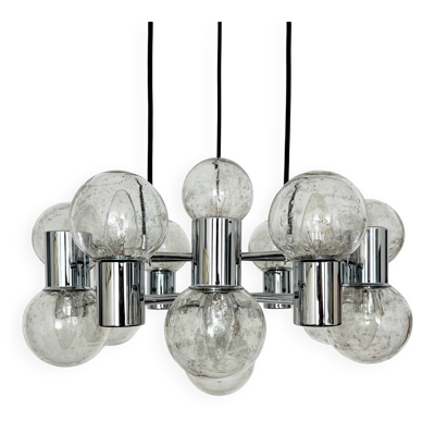 Lustre Spoutnik chromé par Doria, années 1970
