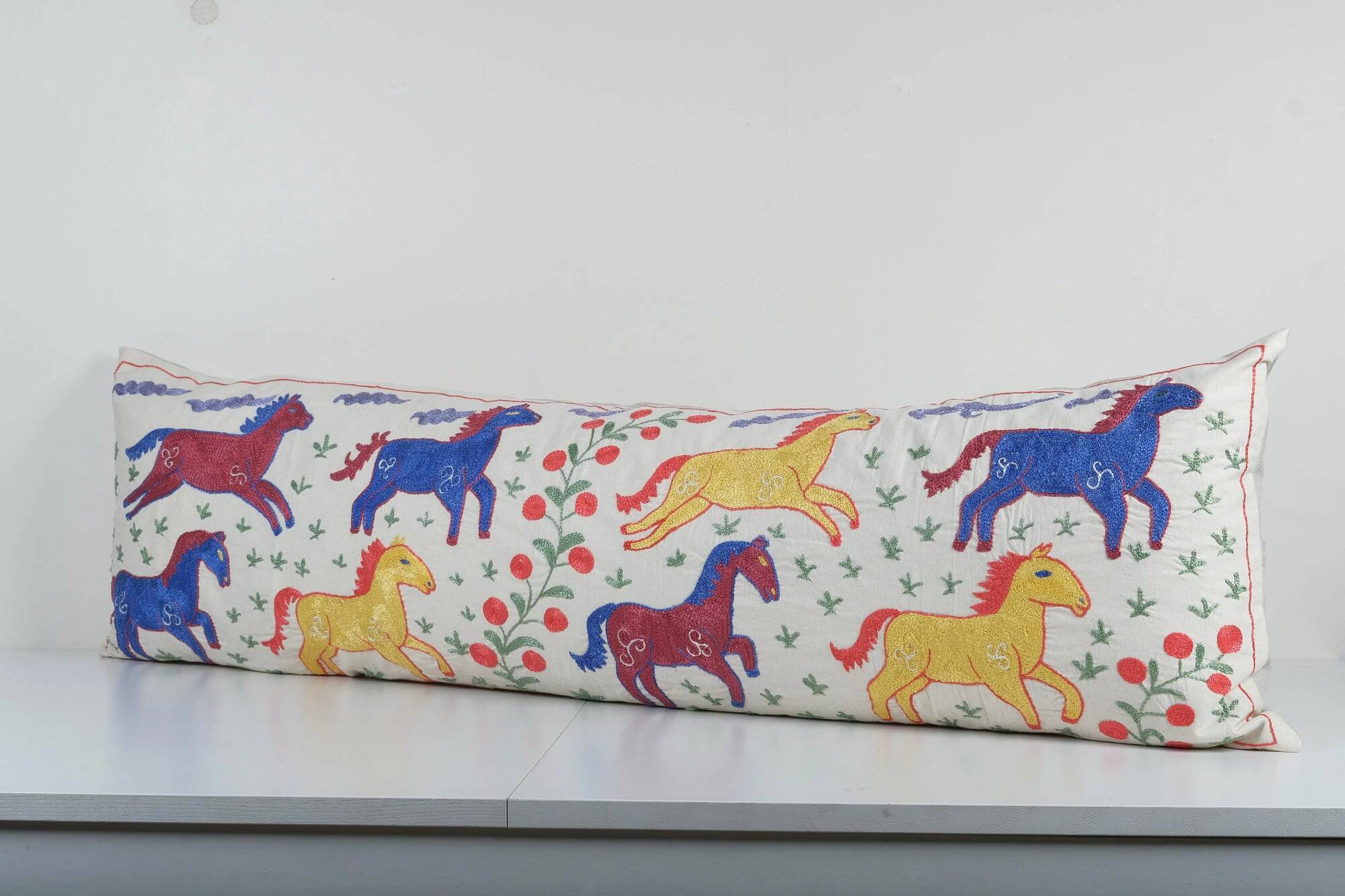 Vintage embroidered cushion cover 46x145 cm