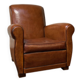 fauteuil club en cuir français, modèle havane, circa 1950
